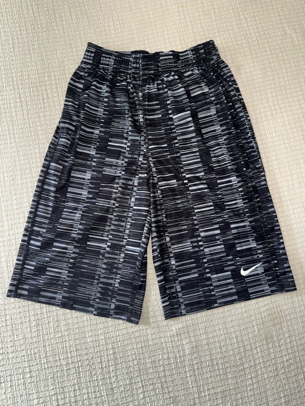 Nike Kids Black & Gray Linear Print Shorts